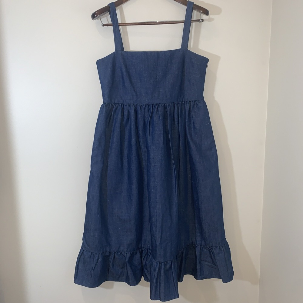 Co Collection X Francois Girbaud Dress Womens L Raw Denim Cotton Linen Designer‎